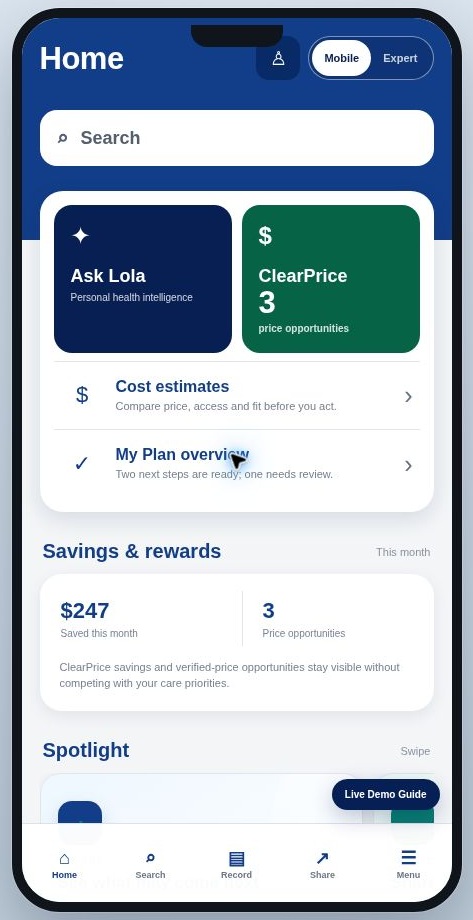 IHX Home app screen